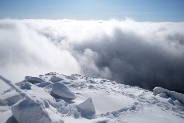 snowy mountains in winter