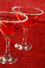 Glasses with a red cocktail