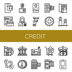 credit simple icons set