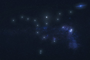 Ursa major Constellation stars in outer space. Zodiac Sign Aquarius constellation stars. Elements...