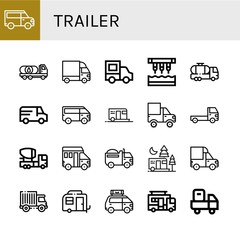 trailer simple icons set