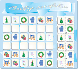 Baby Sudoku with colorful Christmas symbols