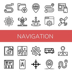navigation simple icons set