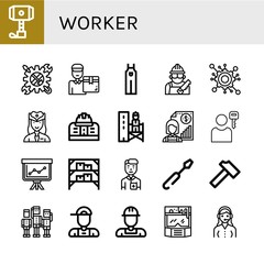 worker simple icons set
