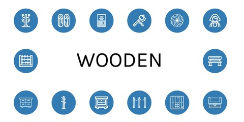 wooden simple icons set