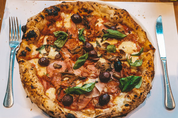 Traditional italian pizza full view