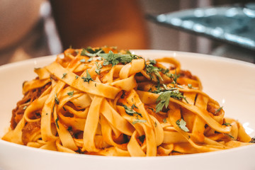 Traditional italian pasta close up
