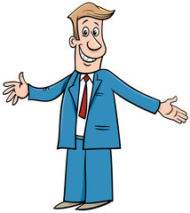 happy cartoon businessman with open arms