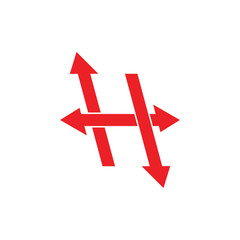 letter h arrows opposite direction geometric logo vector