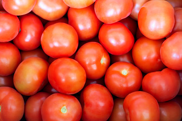 heap many of fresh red tomatoes top view photo full on frame 