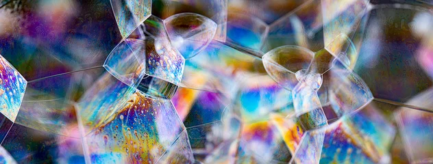 Fotobehang zeepbellen close-up in het detail - macrofotografie © Vera Kuttelvaserova