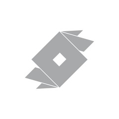 square geometric 3d paper shape symbol logo vector