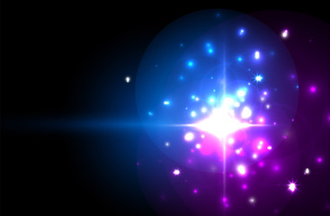 Abstract blue neon star background for celebration design. Luxury festive background.