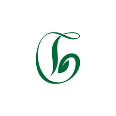 letter b curves flow green plant leaf symbol logo vector