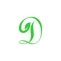 Fototapeta na wymiar letter d curves flow green plant leaf symbol logo vector