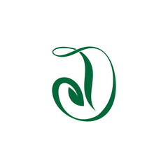 letter d curves nature green leaf symbol logo vector