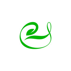 letter c curves nature green leaf symbol logo vector