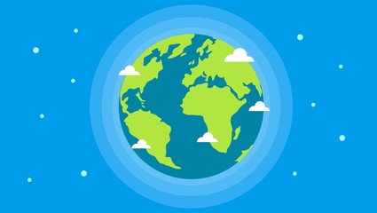 Earth globe vector flat style illustration