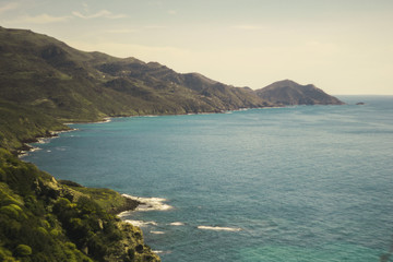 Obraz premium view of the sea and mountains