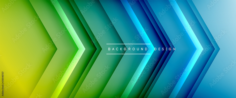 Fototapete arrow lines, technology digital template with shadows and lights on gradient background. trendy simp
