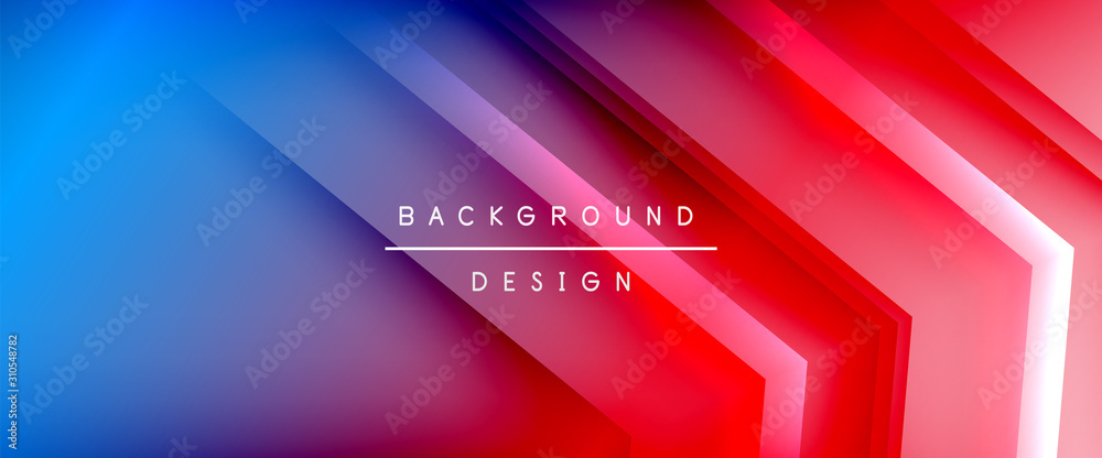 Fototapete arrow lines, technology digital template with shadows and lights on gradient background. trendy simp