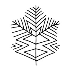 Single hand drawn New Year and Xmas tree. Doodle vector illustration for winter greeting cards, posters, stickers and seasonal design.