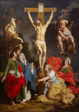 Valenciennes, France. 2019/9/12. The painting of the crucifixion of Jesus Christ by Abraham Janssens (1576-1632). From the Dominican Convent in Valenciennes, France.