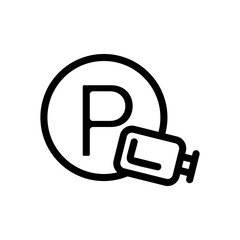 Parking at the refuelling icon vector. A thin line sign. Isolated contour symbol illustration