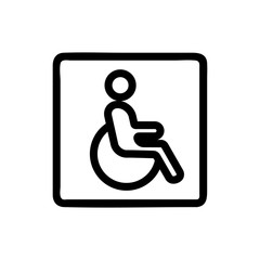 Parking for the disabled icon vector. A thin line sign. Isolated contour symbol illustration
