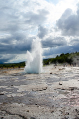 Iceland geysers and landscape summer