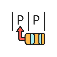 Car parking scheme flat color line icon. Isolated on white background