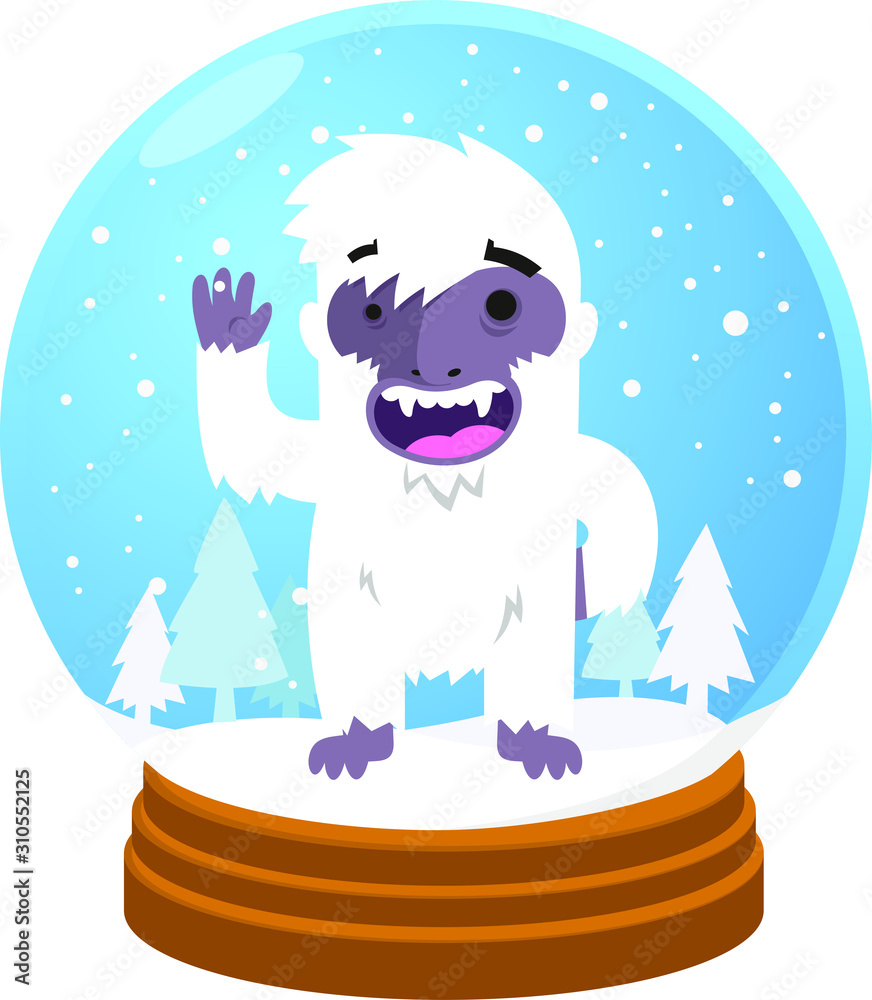 Wall mural bigfoot inside snow globe