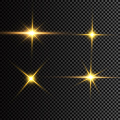 Vector illustration of abstract flare light rays. A set of stars, light and radiance, rays and brightness.