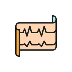 Heartbeat, ECG, electrocardiogram color line icon. Isolated on white background