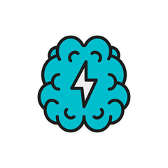 Vector stroke, pain in brain flat color line icon.