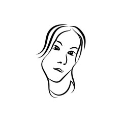 Vector symbols and logo designs idea with women portrait silhouettes. Elegant and classy graphics for spa, wellness, beauty salons and hair studios