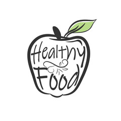 Vector hand drawn healthy food illustration. Vintage style. Retro sketch background