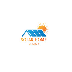 Fototapeta premium home sun solar tech energy logo design template