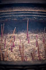 Burning incense sticks in Wenshu Temple