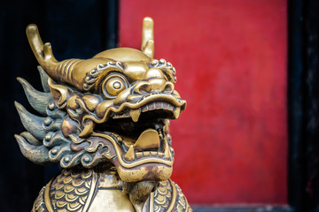 Statue of mystical Chinese guardian lion