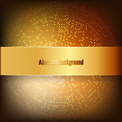 Abstract gold background with gold spot, disco lights, vector illustration.