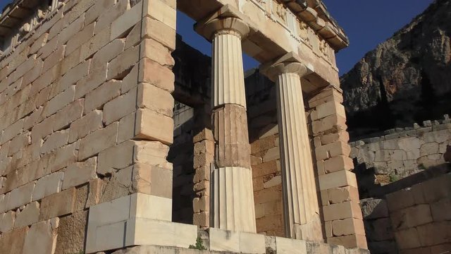 Treasury of the Athenians (6th century BC) in Delphi, Greece 