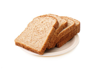 Whole grain bread isolated on white background..