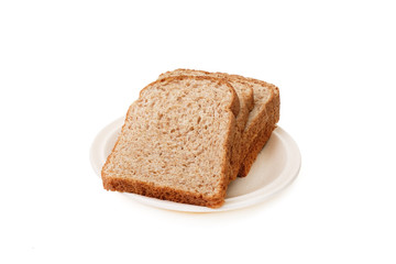 Whole grain bread isolated on white background..