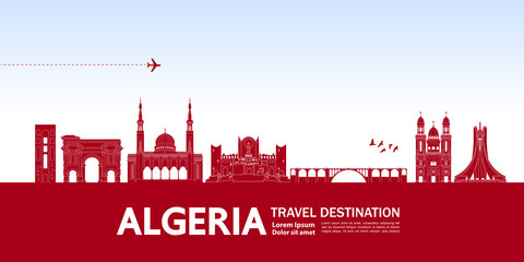 Algeria travel destination grand vector illustration.  - obrazy, fototapety, plakaty