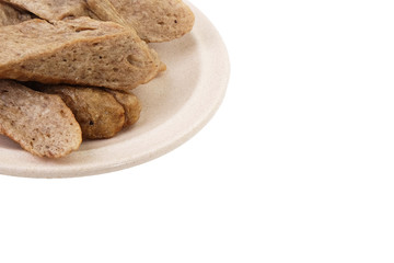 Fried Keropok Lekor; Traditional Malaysian Fish Cake with made from fishes, Sago flour and salts..