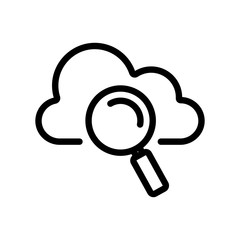 cloud storage icon vector. A thin line sign. Isolated contour symbol illustration