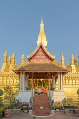 VIENTIANE. LAOS - FEBRUARY 2, 2019: Wat Phra That Luang, Vientiane, Laos.