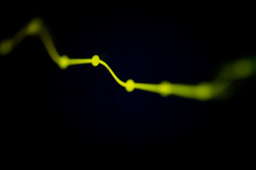 abstract line stock market graph business on black background - yellow line and point analysis...