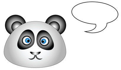 The illustration of panda head with speechbubble.